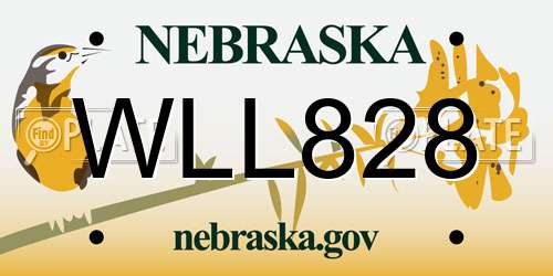WLL828 Nebraska License Plate