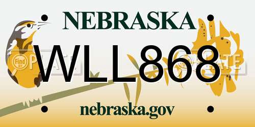 WLL868 Nebraska License Plate