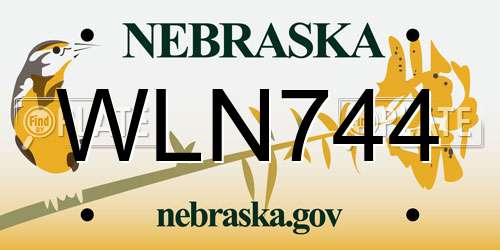 WLN744 Nebraska License Plate