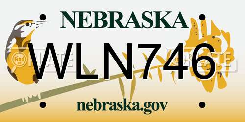 WLN746 Nebraska License Plate