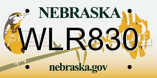 WLR830 Nebraska License Plate