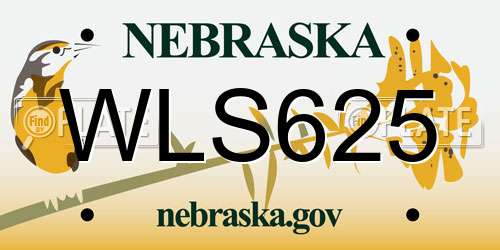 WLS625 Nebraska License Plate