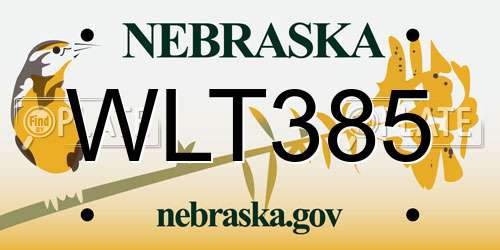 WLT385 Nebraska License Plate