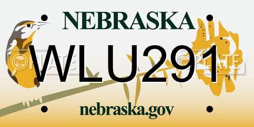 WLU291 Nebraska License Plate