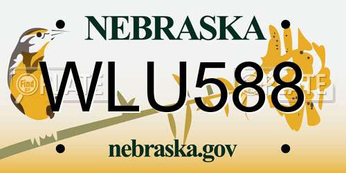 WLU588 Nebraska License Plate
