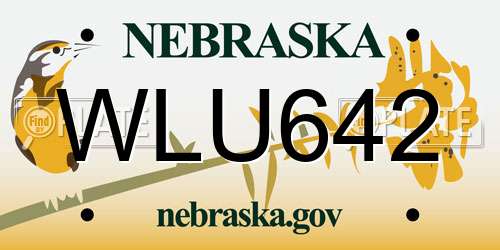WLU642 Nebraska License Plate