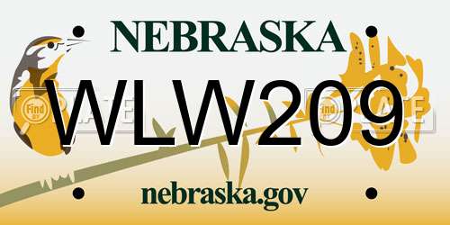 WLW209 Nebraska License Plate