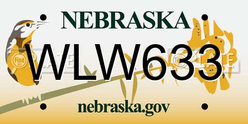 WLW633 Nebraska License Plate