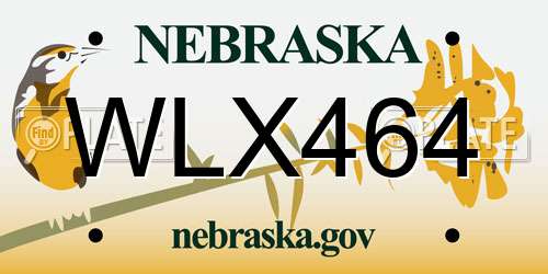 WLX464 Nebraska License Plate