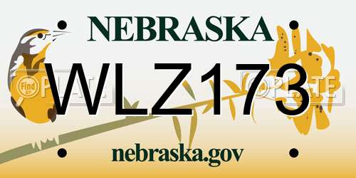 WLZ173 Nebraska License Plate
