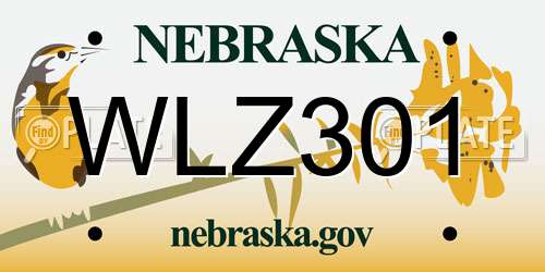 WLZ301 Nebraska License Plate