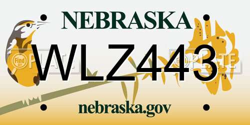 WLZ443 Nebraska License Plate