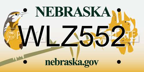WLZ552 Nebraska License Plate