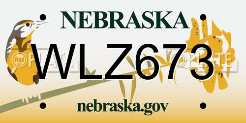 WLZ673 Nebraska License Plate