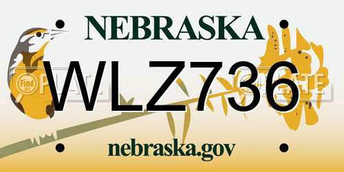 WLZ736 Nebraska License Plate