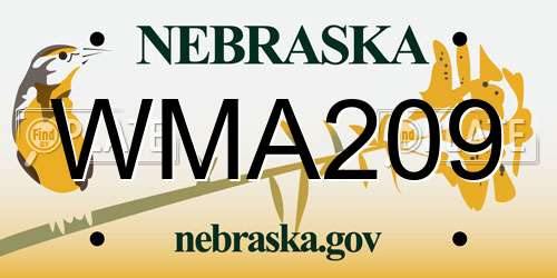 WMA209 Nebraska License Plate