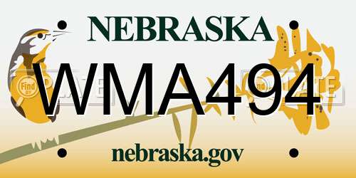 WMA494 Nebraska License Plate