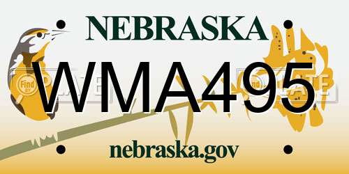 WMA495 Nebraska License Plate