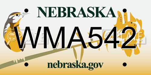 WMA542 Nebraska License Plate