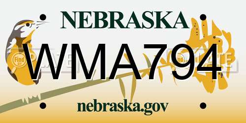 WMA794 Nebraska License Plate