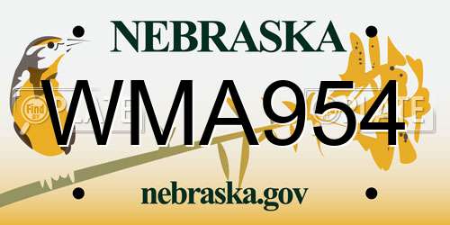 WMA954 Nebraska License Plate