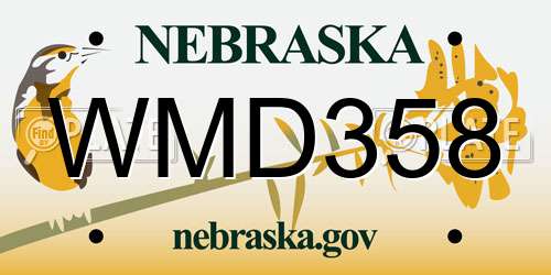 WMD358 Nebraska License Plate