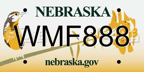 WMF888 Nebraska License Plate