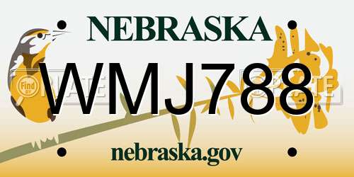 WMJ788 Nebraska License Plate