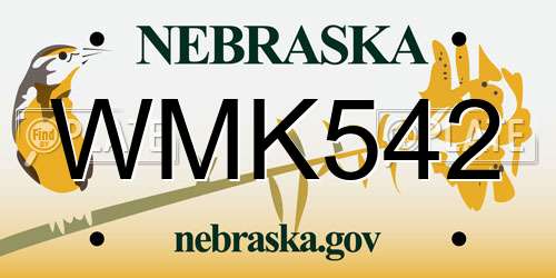 WMK542 Nebraska License Plate