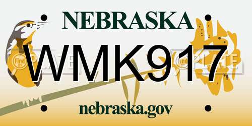 WMK917 Nebraska License Plate