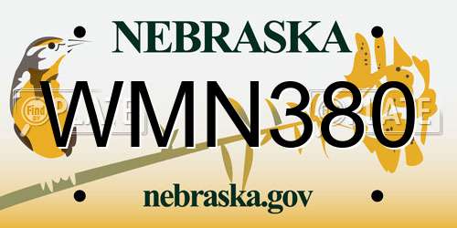 WMN380 Nebraska License Plate