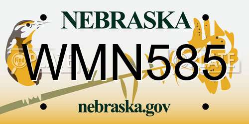 WMN585 Nebraska License Plate