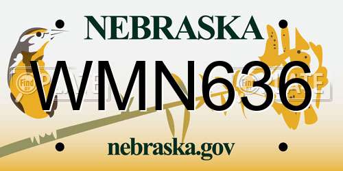 WMN636 Nebraska License Plate