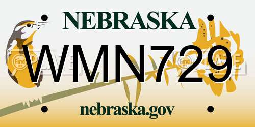 WMN729 Nebraska License Plate