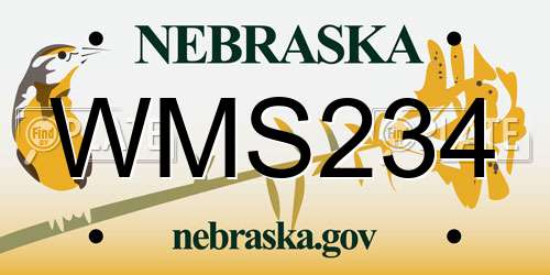 WMS234 Nebraska License Plate