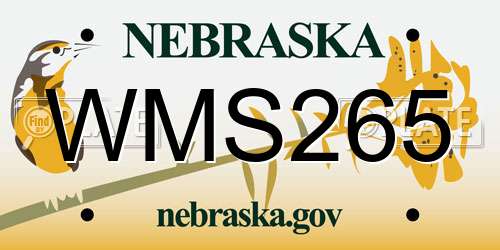WMS265 Nebraska License Plate