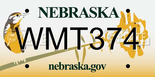 WMT374 Nebraska License Plate
