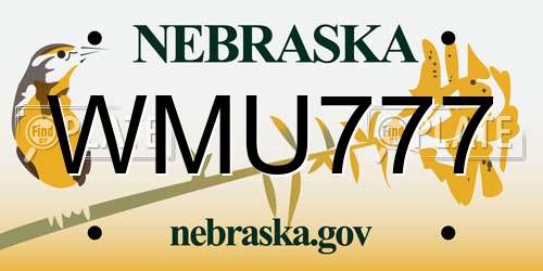 WMU777 Nebraska License Plate