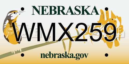 WMX259 Nebraska License Plate