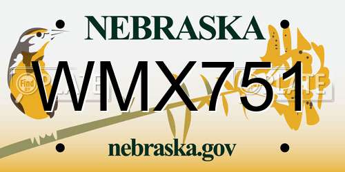 WMX751 Nebraska License Plate