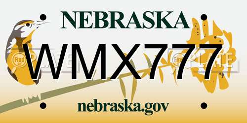 WMX777 Nebraska License Plate