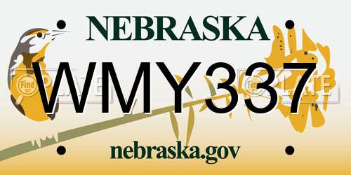 WMY337 Nebraska License Plate