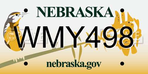 WMY498 Nebraska License Plate