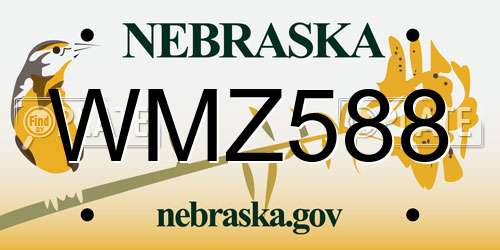 WMZ588 Nebraska License Plate