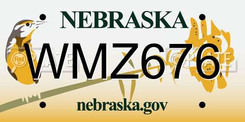 WMZ676 Nebraska License Plate