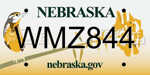 WMZ844 Nebraska License Plate