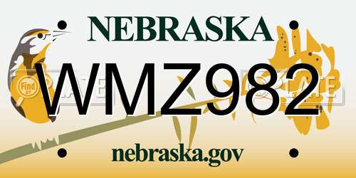 WMZ982 Nebraska License Plate