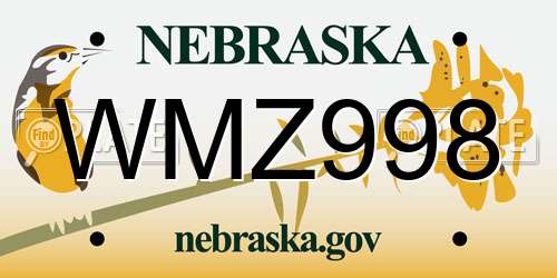 WMZ998 Nebraska License Plate