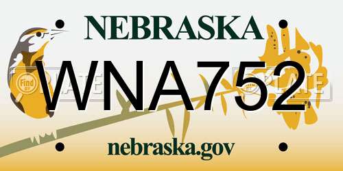 WNA752 Nebraska License Plate