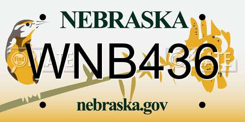 WNB436 Nebraska License Plate